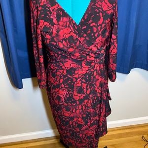 Faux Wrap Dress - Red and Black. Chaps Large.